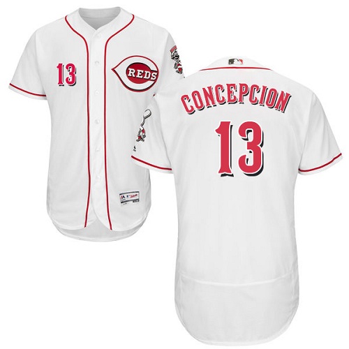 Reds #13 Dave Concepcion White Flexbase Authentic Collection Stitched MLB Jersey - Click Image to Close